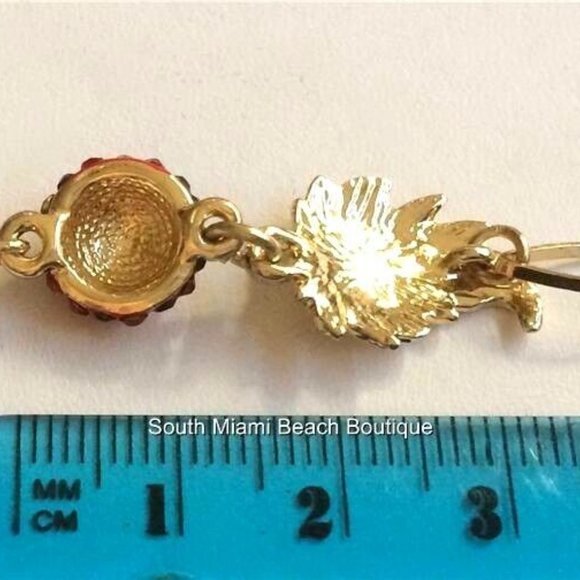 Ladybug Charm Bracelet Red Crystals Gold Plated Insect Lady Bug Leaves 6-8" - Picture 8 of 8